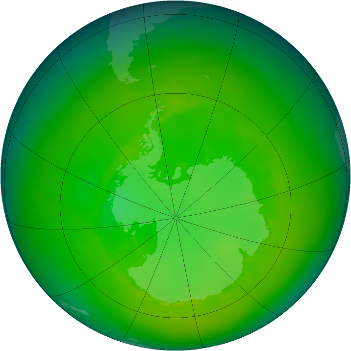 Antarctic ozone map for December 1988